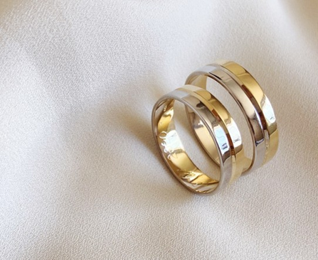 Argollas de matrimonio en oro 18K Bicolor